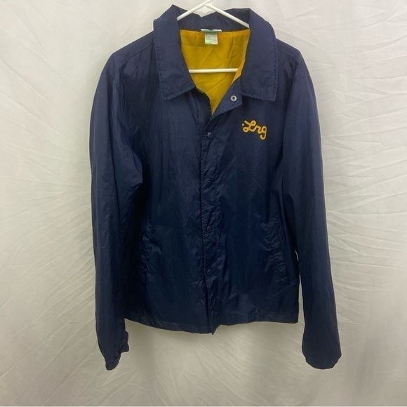RARE LRG Lifted Research Group Blue Button Up Windbreaker Large Jacket Giraffe - Picture 1 of 9
